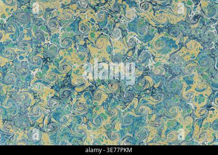 Abstract marble paper creating colorful swirling patterns and organic texture Stock Photo