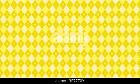 Classic Yellow argyle seamless pattern with dotted lines and star accents, perfect for holiday and Christmas designs, vector illustration Stock Vector