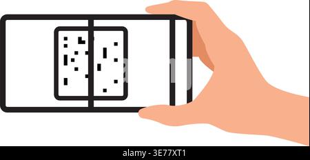 Smartphone scanning QR code icon, vector illustration. Stock Vector