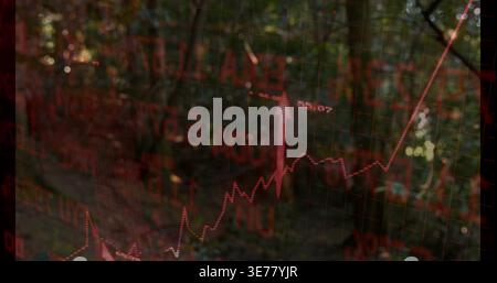 Displaying red grid chart with dotted trend line and arrow 55 Stock Photo