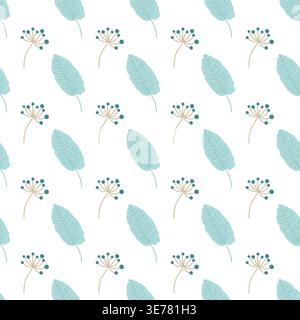 Blue Leaf and Bud Pattern Stock Vector