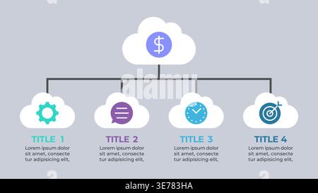 Cloud-Based Workflow Infographic with Business Icons Vector Illustration Stock Vector