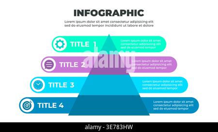 Pyramid-Structured Infographic with Four Horizontal Sections Vector Illustration Stock Vector