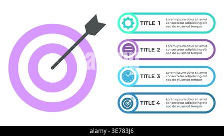 Target Achievement Infographic with Gear, Communication, and Time Management Icons Vector Illustration Stock Vector