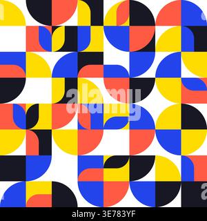 Abstract Geometric Pattern with Bold Colors and Circular Shapes Vector Illustration Stock Vector