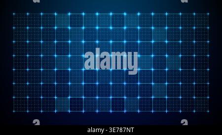 Grid Tech Blue Pattern With Line Square Data Interface Hud Elements. Stock Vector