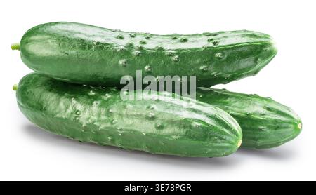Fresh green cucumbers isolated on a white background. Clipping path. Stock Photo