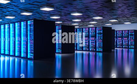 Server racks 3d  modern data center Stock Photo