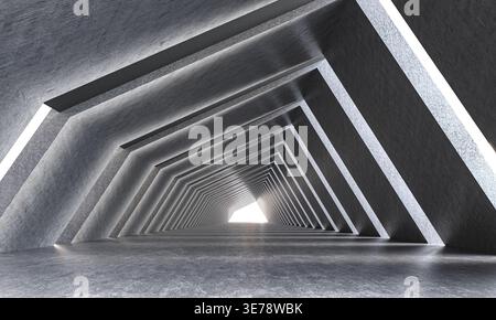 3d Abstract concrete tunnel background Stock Photo