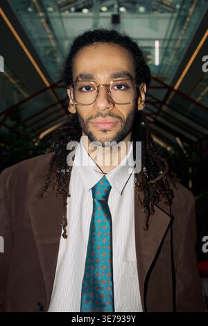 Portrait of Man Wearing Glasses for Business Profile Stock Photo