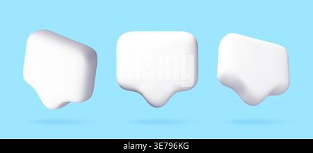 Three white 3D message bubbles Stock Vector