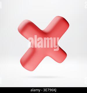 Red 3d cross mark sign isolated on white. Stock Vector