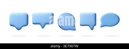 Blue 3d chat bubble set. Stock Vector