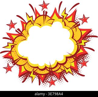 Burning explode with text copy space. Burst vector template for social media reactions, advertising, guarantees. Stock Vector