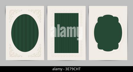 Vintage Ornate Embossed Frames. Card, Invitation or photo album Vector template. Stock Vector
