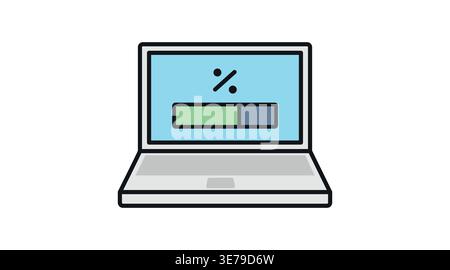 Laptop software update and loading progress icon Stock Vector