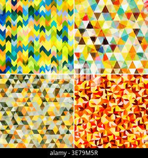 Multicolored Abstract Mosaic Patterns in Retro Colors. Vector Template for Cover, Flyer, Brochure, Greeting Card. Stock Vector
