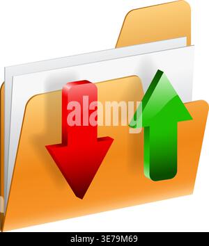 Download and Upload Folder icon with Arrow, isolated on white, vector Stock Vector