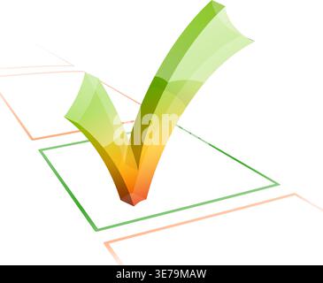 3D Check Mark, isolated on white, vector illustration Stock Vector