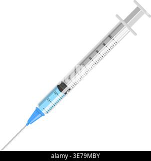 Control your Diabetes concept. Diabetes insulin syringe. flat style icon. concept of vaccination, injection. isolated syringe vector illustration Stock Vector