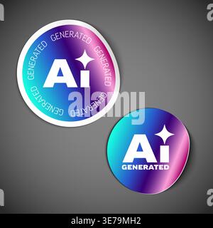 An AI generated label set featuring a holographic sticker design. Use this AI generated icon for modern technology content and high-quality sticker br Stock Vector