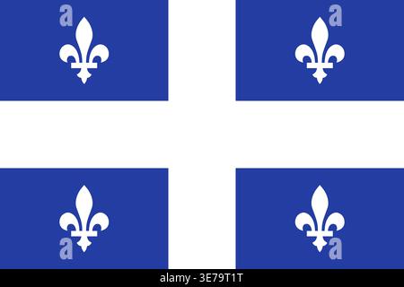 Quebec official flag, Canada, north america, vector illustration Stock Vector
