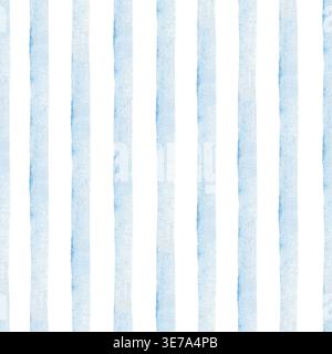 Blue watercolor vertical stripe seamless pattern, minimalist background. Thick bands, soft hand painted texture. Great for stationery, packaging Stock Photo