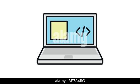 Laptop web development and coding icon Stock Vector