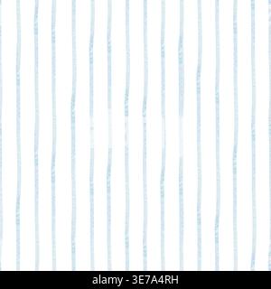 Blue watercolor vertical stripe seamless pattern, minimalist background. Thin bands, soft hand painted texture. Great for stationery, packaging Stock Photo