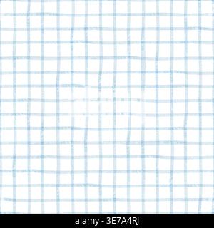 Seamless blue watercolor plaid pattern with soft hand drawn grid lines, gingham textile design. Ideal for fabric, wallpaper, packaging, and modern Stock Photo