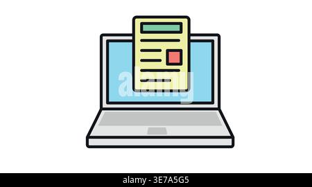 Laptop digital document and office work icon Stock Vector