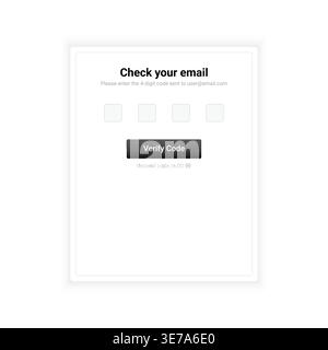 Modern email verification user interface featuring 4-digit OTP input fields, clean minimal layout, and secure authentication concept. Ideal for mobile Stock Vector