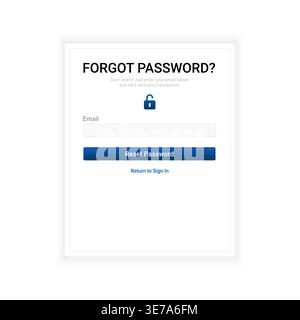 Clean light themed forgot password interface featuring a lock icon, email input field, and reset password button. Modern and minimal authentication sc Stock Vector