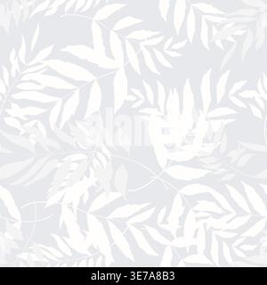 Twigs with leaves on a seamless pattern, hand-drawn. Vector illustration. Drawing of forest branches of trees and meadow grasses, isolated on a white Stock Vector