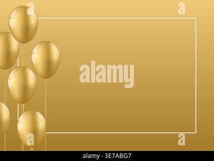 Golden Celebration Background with Balloon. Background for Valentine's Day, Wedding Celebration, Mother's Day or Anniversary. Vector Illustration. Stock Vector