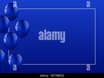 Blue Celebration Background with Balloon. Background for Sale Banner or Template. Vector Illustration. Stock Vector