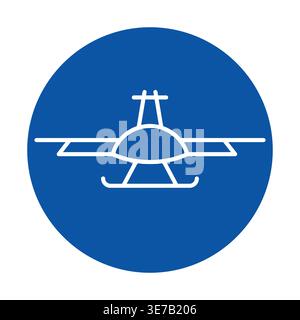 Simple and elegant airplane icon featured in a blue circle, perfect for aviation, travel, or transportation themes. Ideal for modern graphic design pr Stock Vector