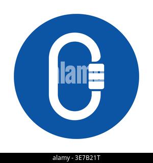 A minimalist blue circle design featuring a white hook symbol at its center. This graphic element combines simplicity and modern style, perfect for va Stock Vector