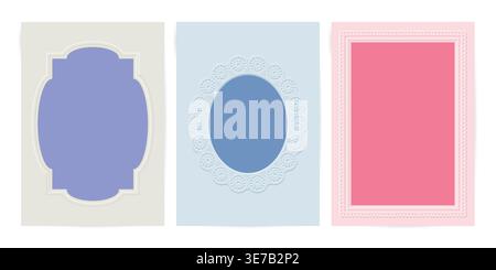 Elegant Embossed Frames. Card Invitation or Photo Frame Vector template. Stock Vector