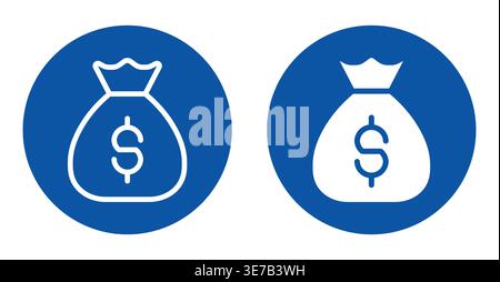 This image features two simple icons of money bags, symbolizing wealth and savings. Ideal for finance-related projects or educational content about mo Stock Vector