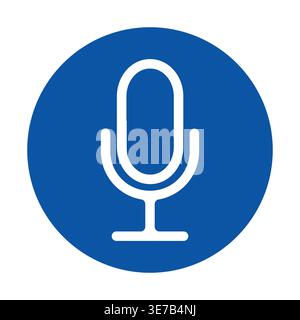 Simple yet striking microphone icon in a round blue background, ideal for themes related to audio, music, and communication applications. Perfect for Stock Vector