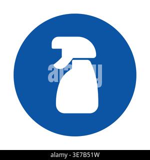 A clean and modern spray bottle icon in white on a blue background. Perfect for representing cleaning products, hygiene, or household maintenance in v Stock Vector