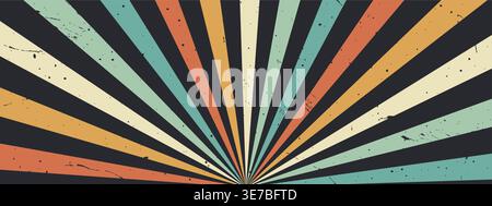 Groovy 70s sunburst with swirl and Starburst. Retro disco background. Vintage summer Vector design Stock Vector