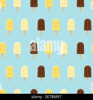 Ice cream popsicle seamless pattern with chocolate and vanilla bars vector illustration. Stock Vector