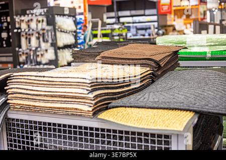 Carpeting made of carpet, cork, and coconut fiber in the construction department Stock Photo