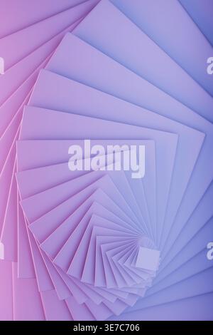 Lilac pink spiral gradient abstract geometric background, pattern. Purple vortex of overlapping rectangles forms mesmerizing tunnel effect, subtle sha Stock Photo
