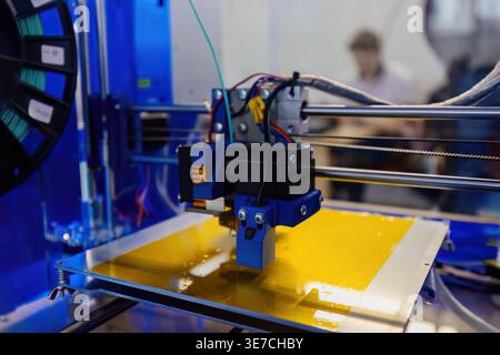 3D printer, close up, selective focus. Stock Photo