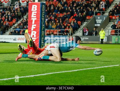 George Whitby of St Helens in action during the Hull FC v St Helens ...
