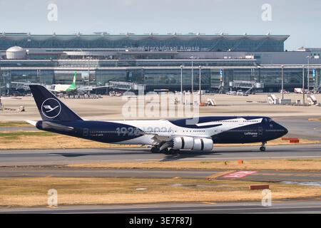 Tokyo, Japan - March 27, 2026: Lufthansa Boeing 747-8 (D-ABYN