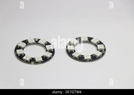 RGB ring light or the addressable LED ring light isolated on white background Stock Photo